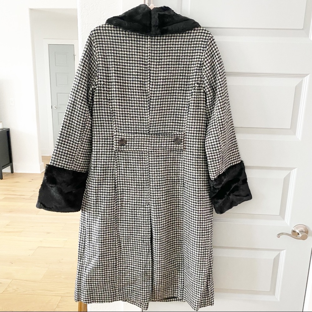 New Urban Outfitters Kaia Plaid Fur Pea Coat - Picture 4 of 8
